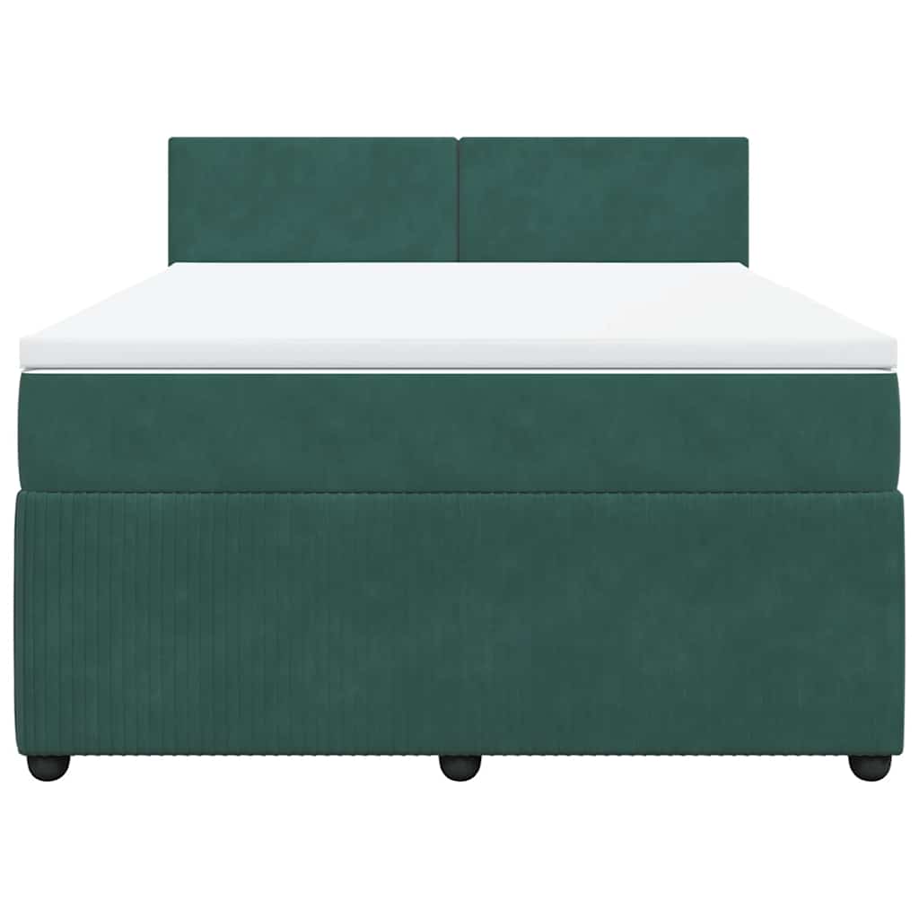 vidaXL Κρεβάτι Boxspring με Στρώμα Σκούρο Πράσινο 140x200εκ. Βελούδινο