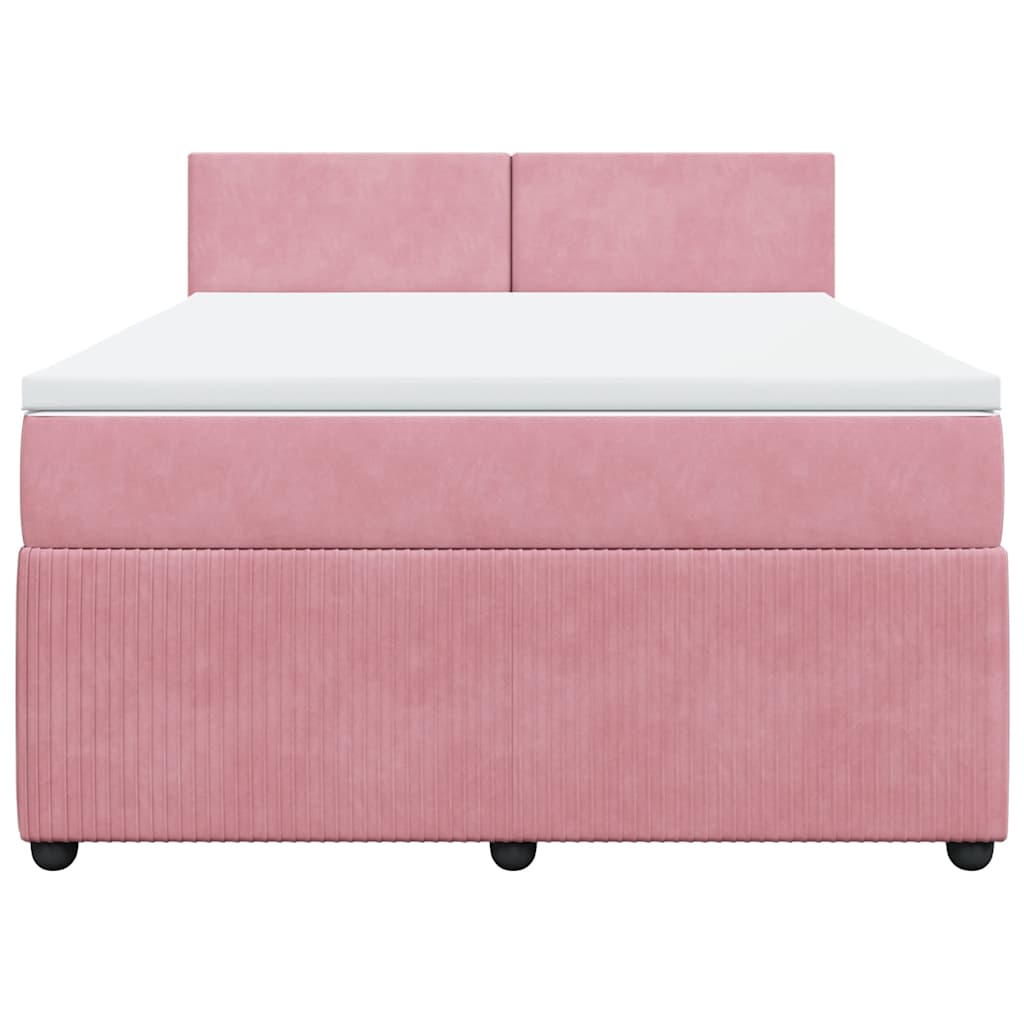 vidaXL Κρεβάτι Boxspring με Στρώμα Ροζ 140x200 εκ. Βελούδινο