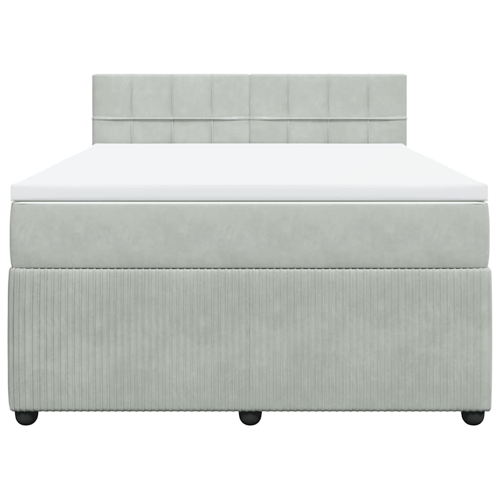 vidaXL Κρεβάτι Boxspring με Στρώμα Ανοιχτό Γκρι 140x200 εκ. Βελούδινο