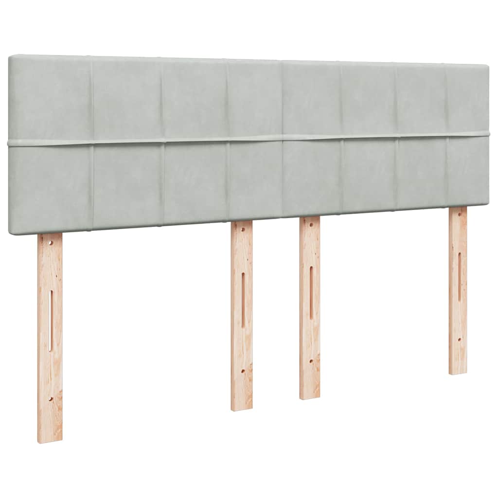 vidaXL Κρεβάτι Boxspring με Στρώμα Ανοιχτό Γκρι 140x200 εκ. Βελούδινο