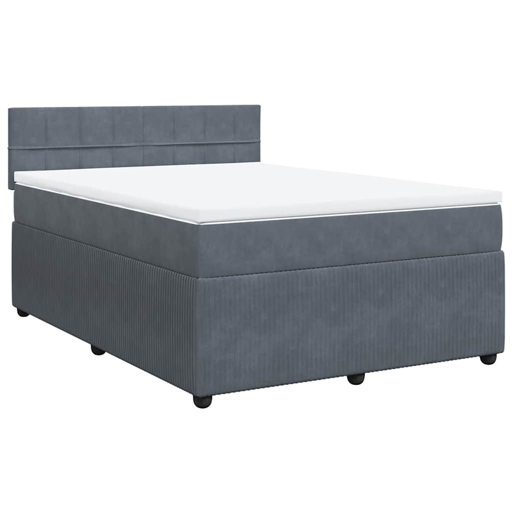 vidaXL Κρεβάτι Boxspring με Στρώμα Σκούρο Γκρι 140x200 εκ. Βελούδινο