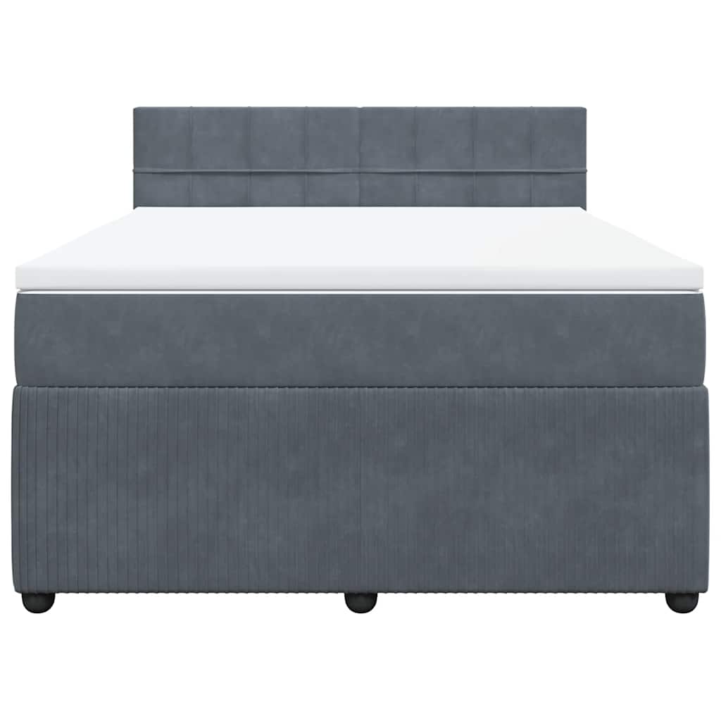vidaXL Κρεβάτι Boxspring με Στρώμα Σκούρο Γκρι 140x200 εκ. Βελούδινο