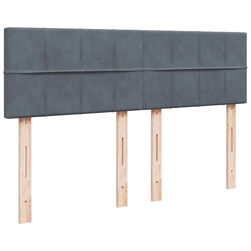 vidaXL Κρεβάτι Boxspring με Στρώμα Σκούρο Γκρι 140x200 εκ. Βελούδινο