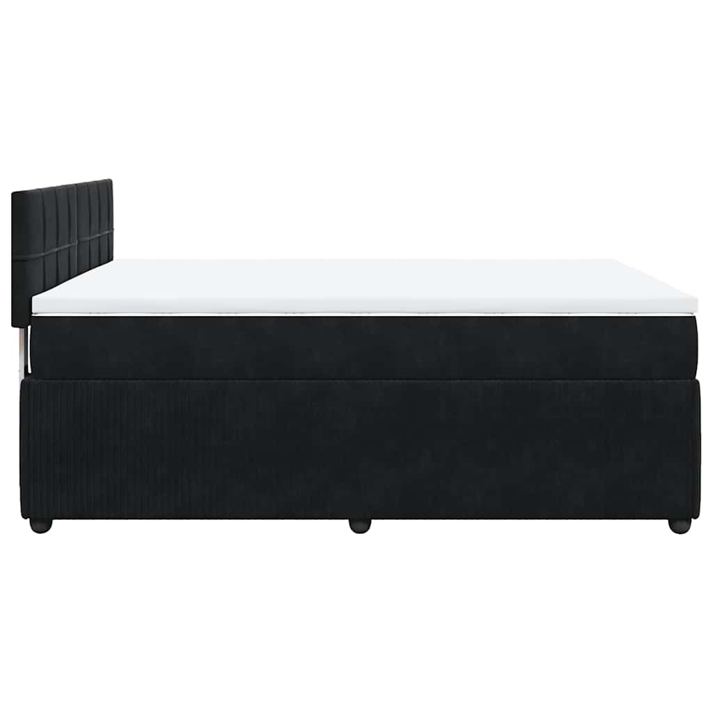 vidaXL Κρεβάτι Boxspring με Στρώμα Μαύρο 140x200 εκ. Βελούδινο