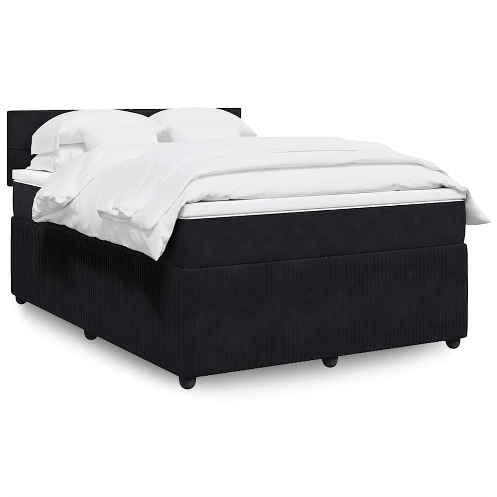 vidaXL Κρεβάτι Boxspring με Στρώμα Μαύρο 140x200 εκ. Βελούδινο