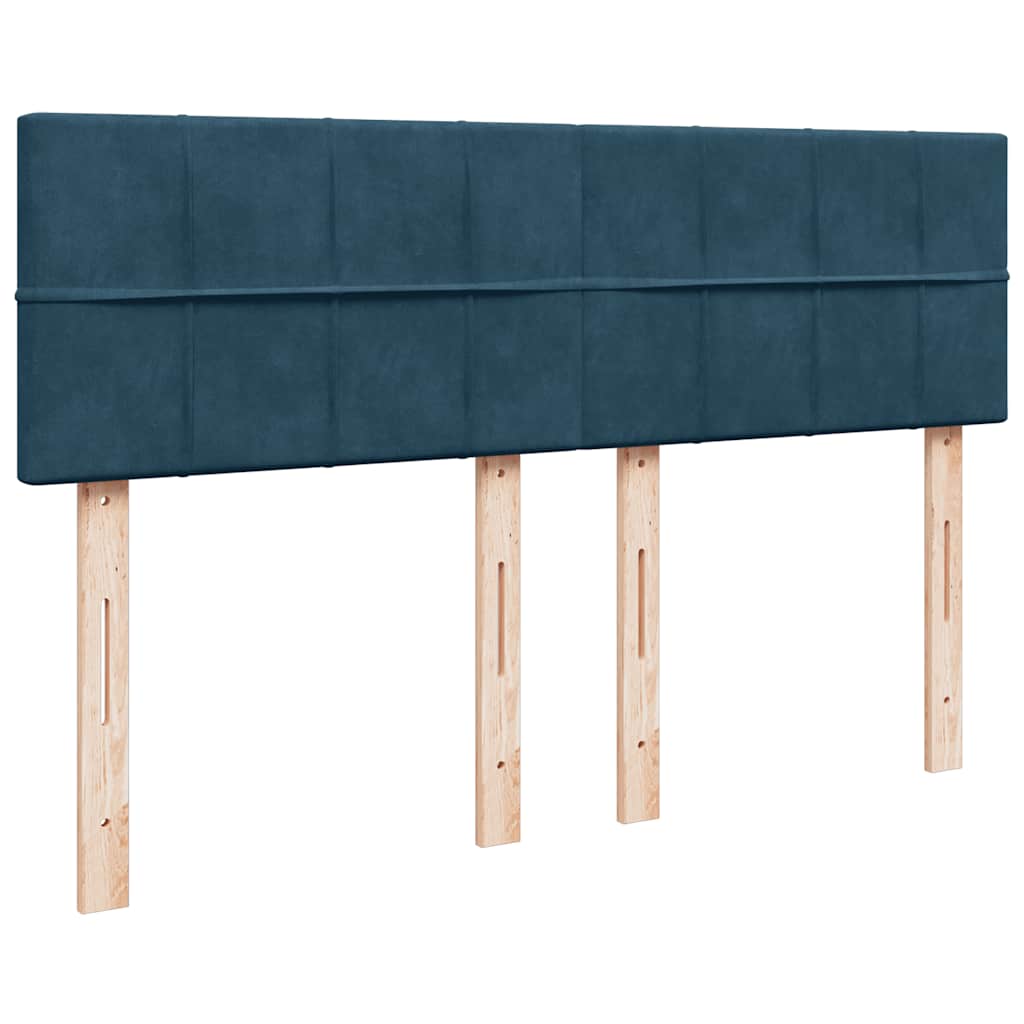 vidaXL Κρεβάτι Boxspring με Στρώμα Μπλε 140x200 εκ. Βελούδινο