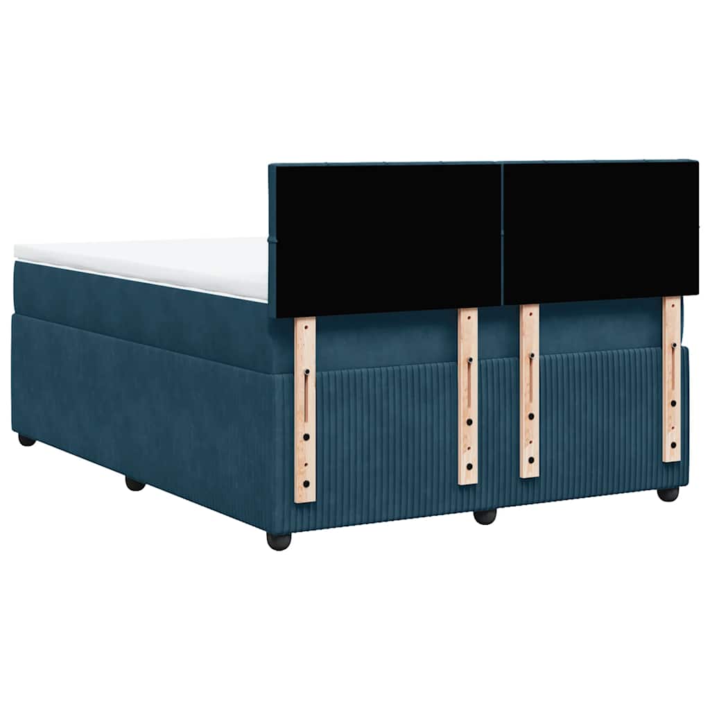 vidaXL Κρεβάτι Boxspring με Στρώμα Μπλε 140x200 εκ. Βελούδινο