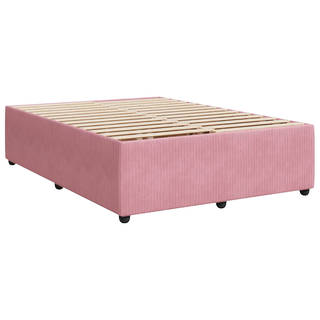 vidaXL Κρεβάτι Boxspring με Στρώμα Ροζ 140x200 εκ. Βελούδινο