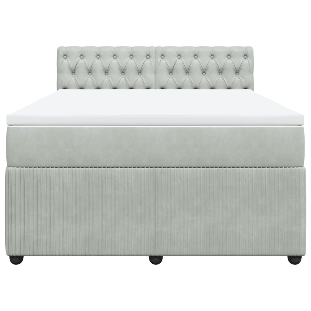vidaXL Κρεβάτι Boxspring με Στρώμα Ανοιχτό Γκρι 140x200 εκ. Βελούδινο