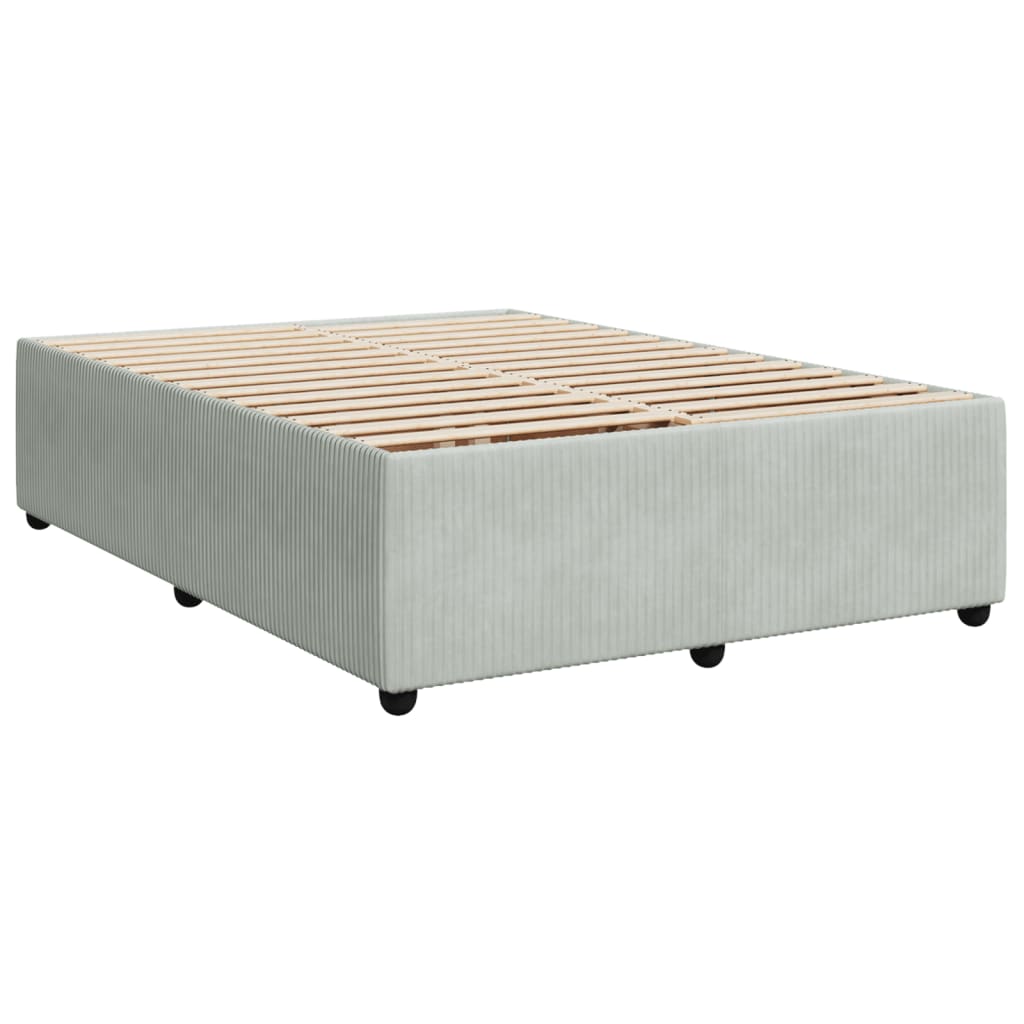 vidaXL Κρεβάτι Boxspring με Στρώμα Ανοιχτό Γκρι 140x200 εκ. Βελούδινο