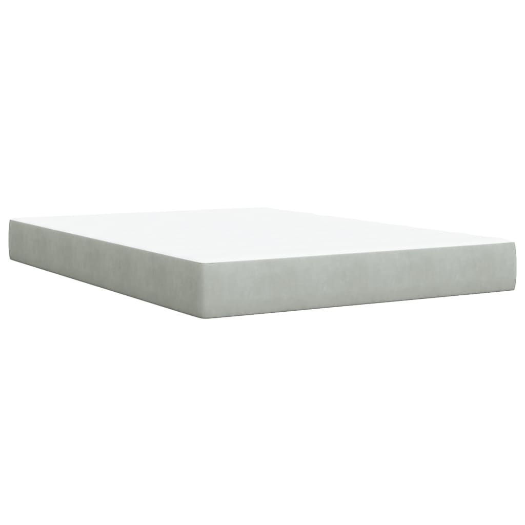 vidaXL Κρεβάτι Boxspring με Στρώμα Ανοιχτό Γκρι 140x200 εκ. Βελούδινο
