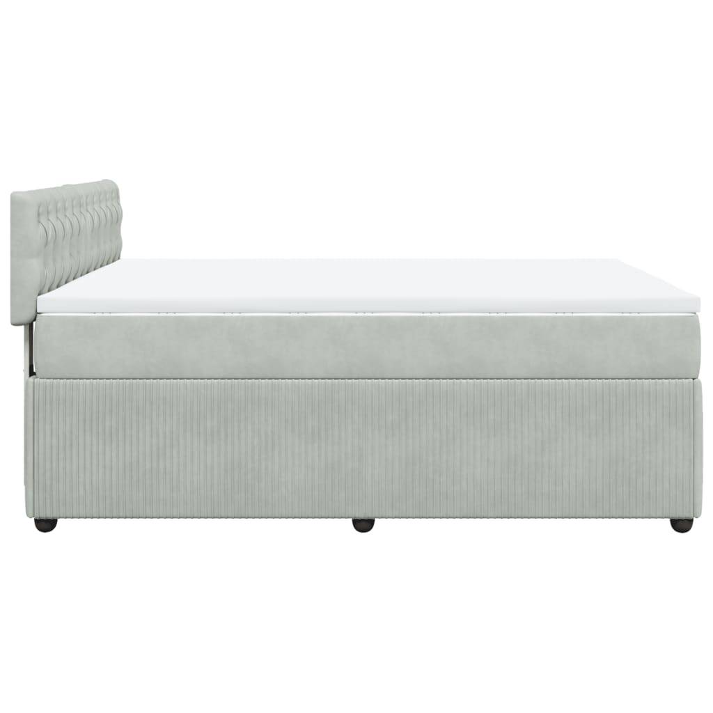 vidaXL Κρεβάτι Boxspring με Στρώμα Ανοιχτό Γκρι 140x200 εκ. Βελούδινο