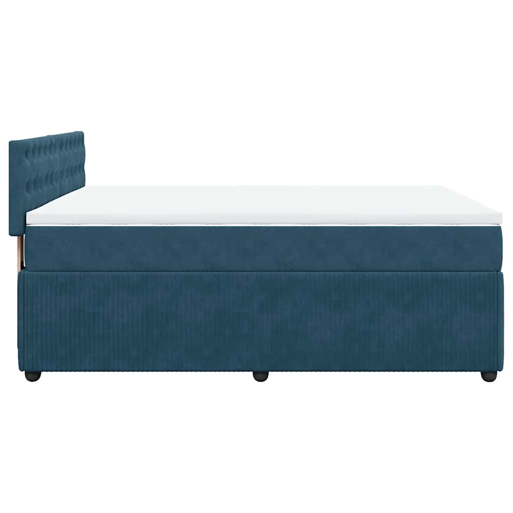 vidaXL Κρεβάτι Boxspring με Στρώμα Μπλε 140x200 εκ. Βελούδινο