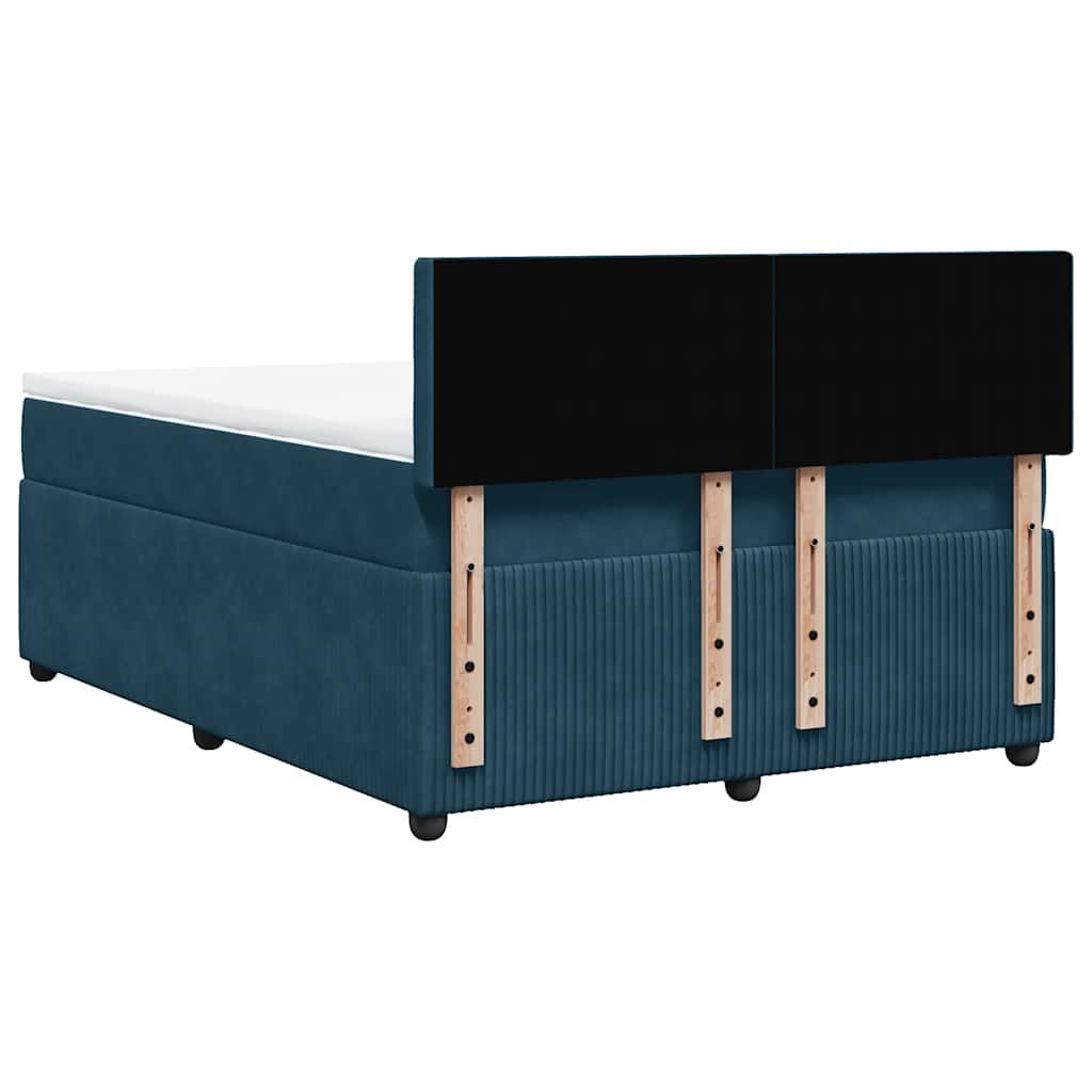 vidaXL Κρεβάτι Boxspring με Στρώμα Μπλε 140x200 εκ. Βελούδινο