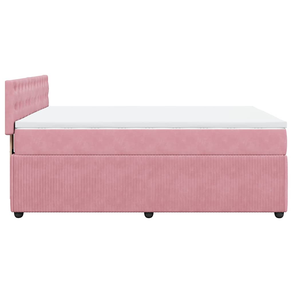 vidaXL Κρεβάτι Boxspring με Στρώμα Ροζ 140x200 εκ. Βελούδινο