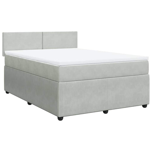 vidaXL Κρεβάτι Boxspring με Στρώμα Ανοιχτό Γκρι 160x200 εκ. Βελούδινο