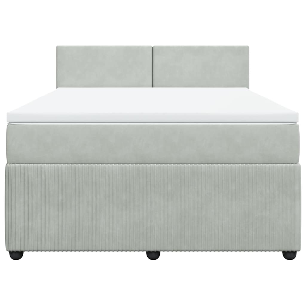vidaXL Κρεβάτι Boxspring με Στρώμα Ανοιχτό Γκρι 160x200 εκ. Βελούδινο