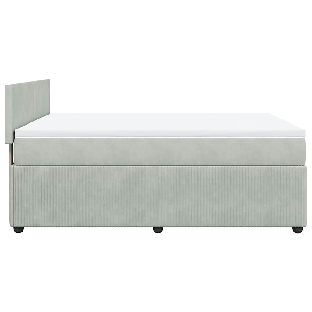 vidaXL Κρεβάτι Boxspring με Στρώμα Ανοιχτό Γκρι 160x200 εκ. Βελούδινο