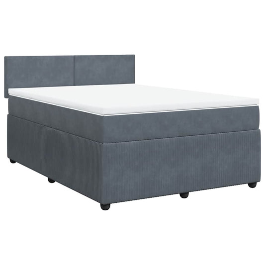vidaXL Κρεβάτι Boxspring με Στρώμα Σκούρο Γκρι 160x200 εκ. Βελούδινο