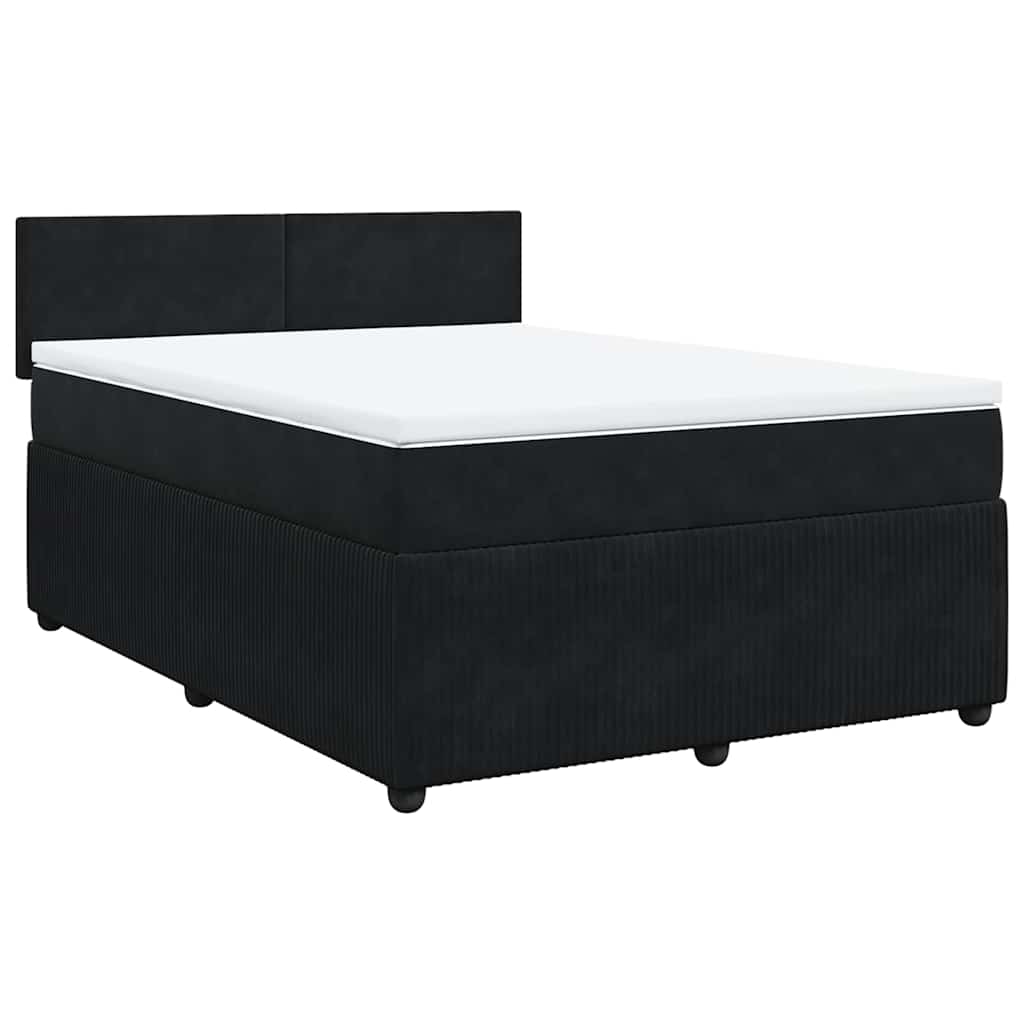 vidaXL Κρεβάτι Boxspring με Στρώμα Μαύρο 160x200 εκ. Βελούδινο