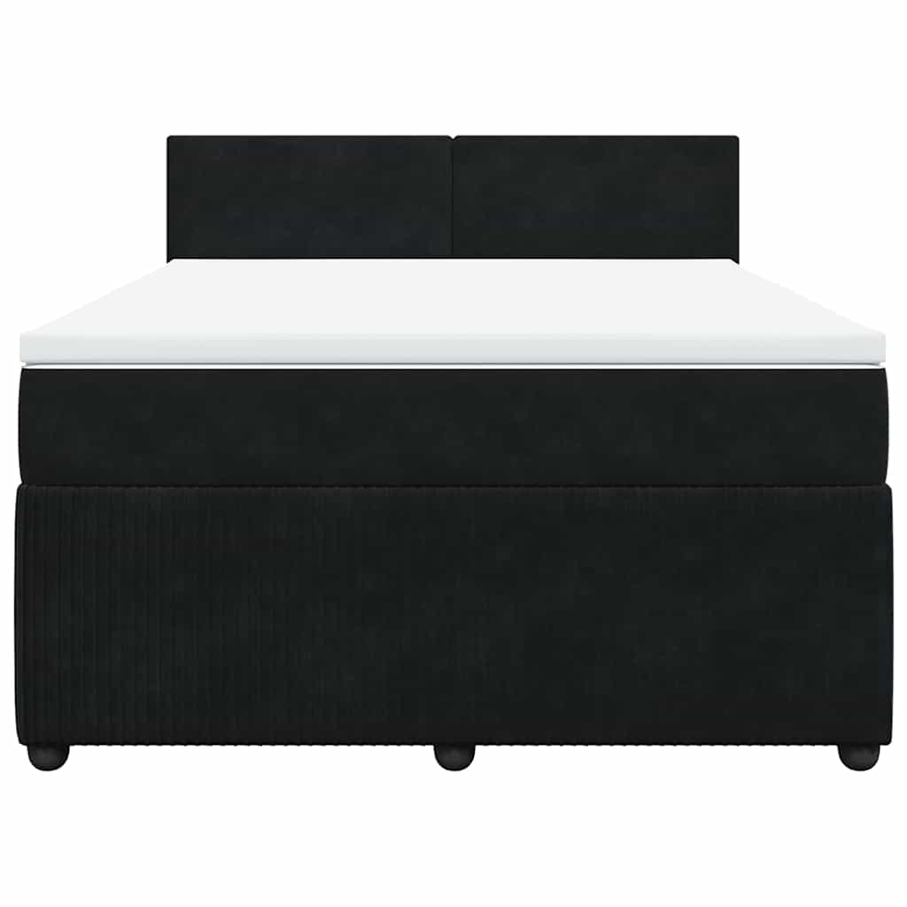 vidaXL Κρεβάτι Boxspring με Στρώμα Μαύρο 160x200 εκ. Βελούδινο