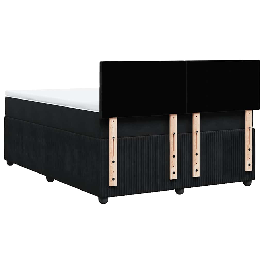 vidaXL Κρεβάτι Boxspring με Στρώμα Μαύρο 160x200 εκ. Βελούδινο