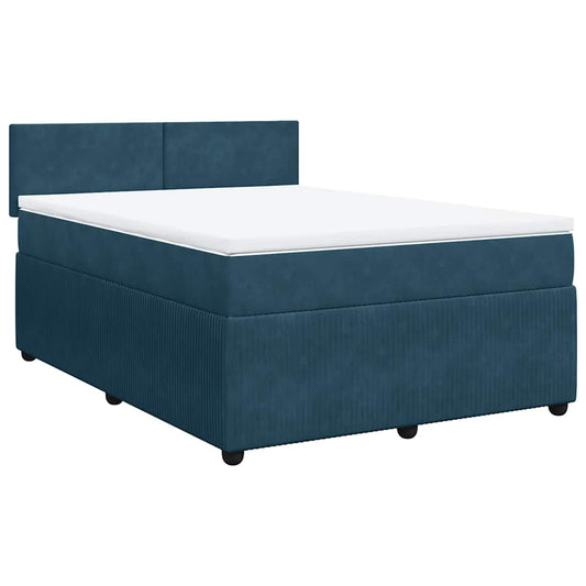 vidaXL Κρεβάτι Boxspring με Στρώμα Μπλε 160x200 εκ. Βελούδινο