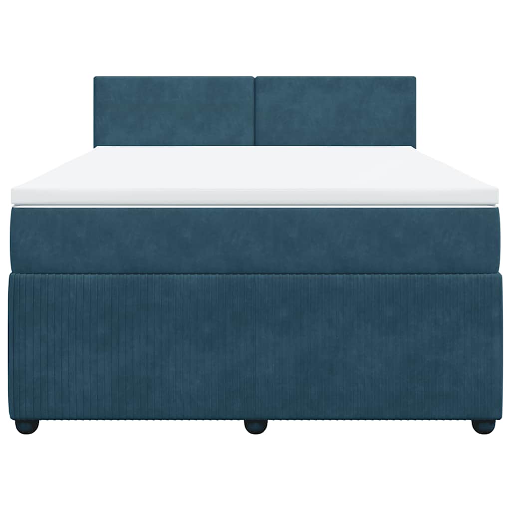 vidaXL Κρεβάτι Boxspring με Στρώμα Μπλε 160x200 εκ. Βελούδινο