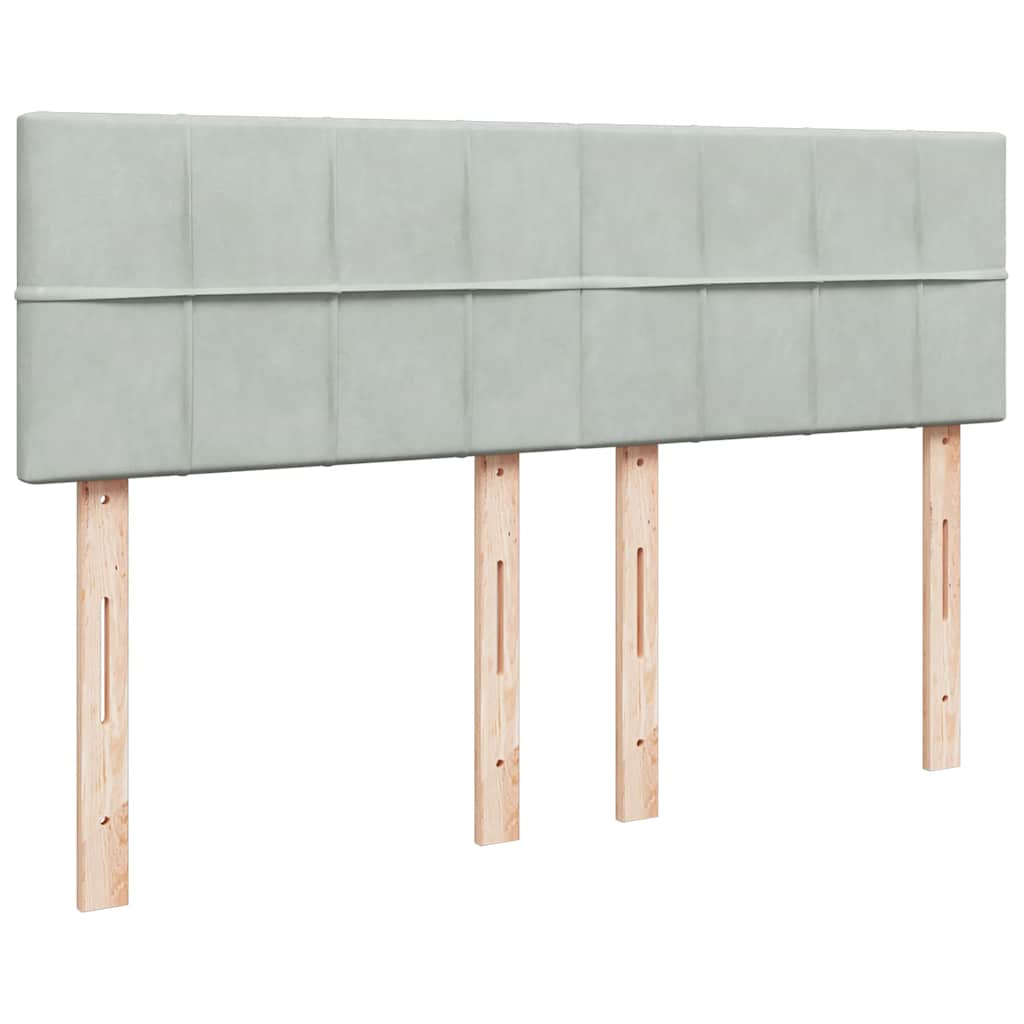 vidaXL Κρεβάτι Boxspring με Στρώμα Ανοιχτό Γκρι 160x200 εκ. Βελούδινο