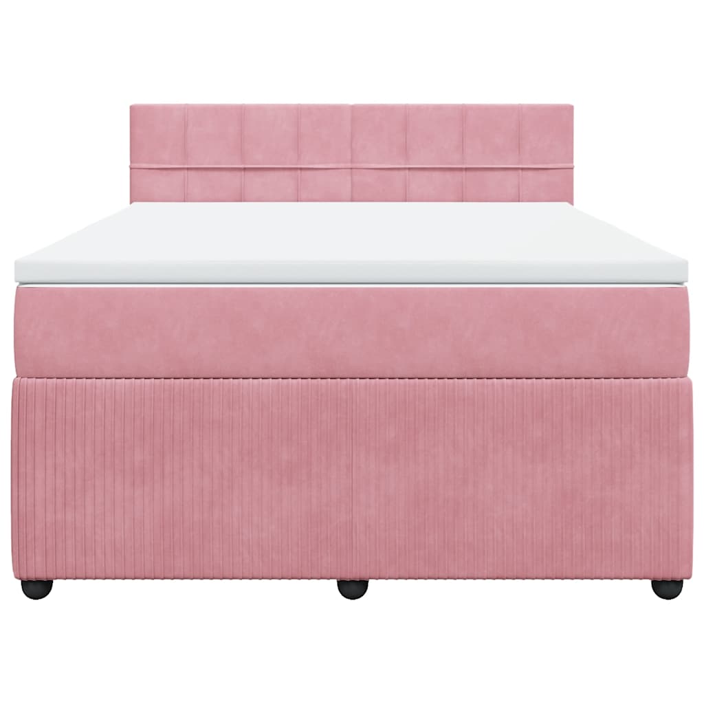 vidaXL Κρεβάτι Boxspring με Στρώμα Ροζ 160x200 εκ. Βελούδινο