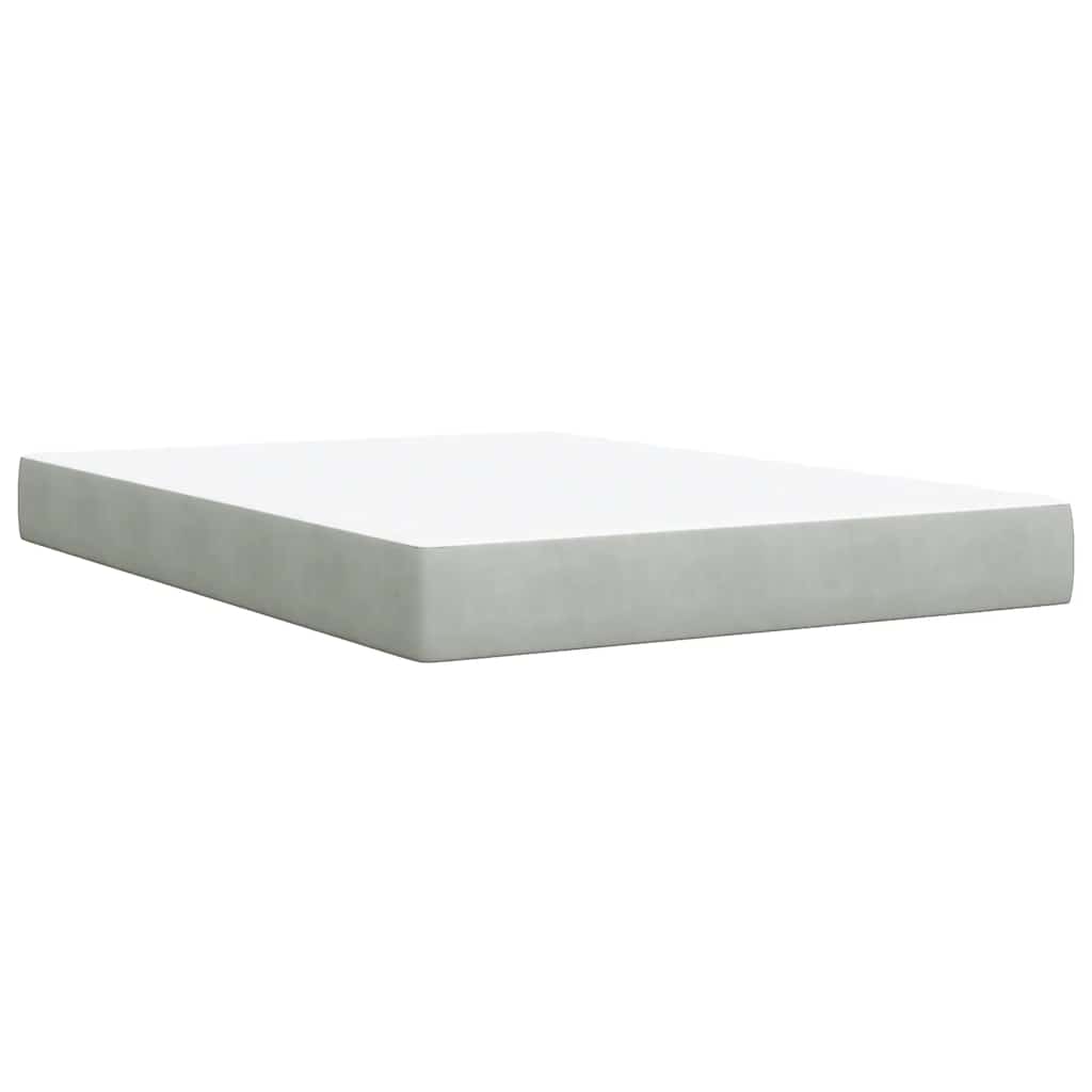 vidaXL Κρεβάτι Boxspring με Στρώμα Ανοιχτό Γκρι 160x200 εκ. Βελούδινο