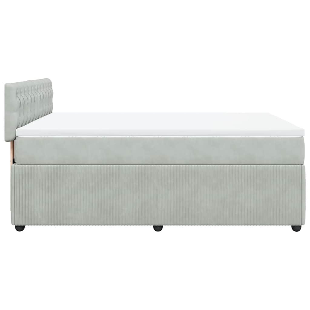 vidaXL Κρεβάτι Boxspring με Στρώμα Ανοιχτό Γκρι 160x200 εκ. Βελούδινο