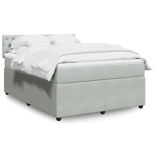 vidaXL Κρεβάτι Boxspring με Στρώμα Ανοιχτό Γκρι 160x200 εκ. Βελούδινο