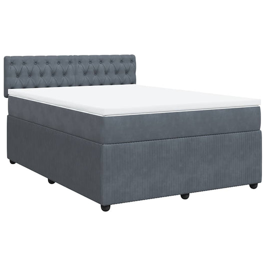 vidaXL Κρεβάτι Boxspring με Στρώμα Σκούρο Γκρι 160x200 εκ. Βελούδινο