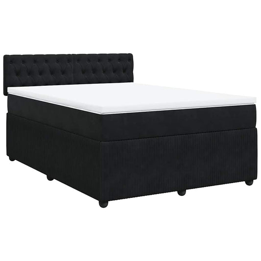 vidaXL Κρεβάτι Boxspring με Στρώμα Μαύρο 160x200 εκ. Βελούδινο