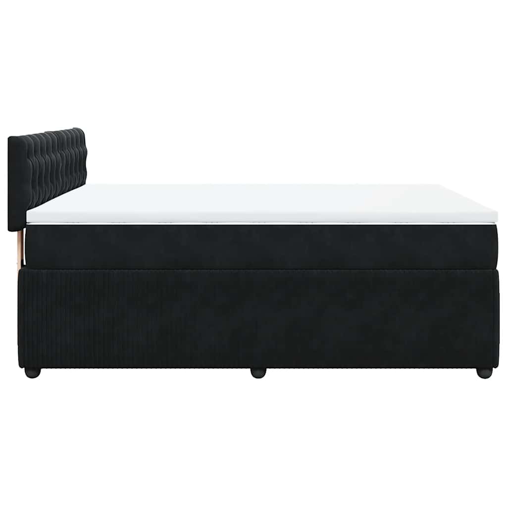 vidaXL Κρεβάτι Boxspring με Στρώμα Μαύρο 160x200 εκ. Βελούδινο