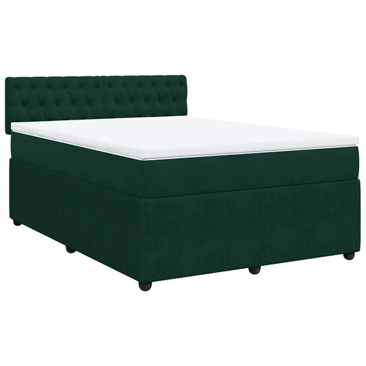 vidaXL Κρεβάτι Boxspring με Στρώμα Σκούρο Πράσινο 160x200εκ. Βελούδινο