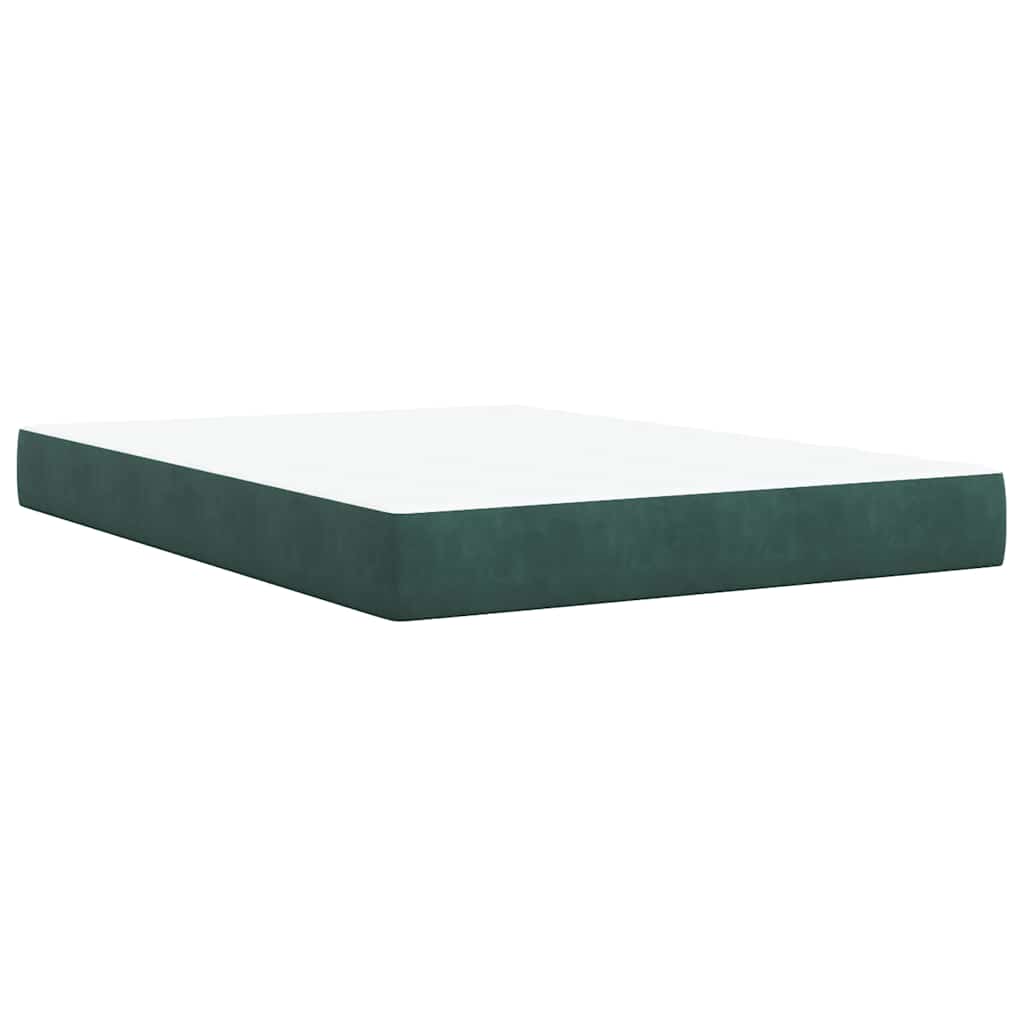 vidaXL Κρεβάτι Boxspring με Στρώμα Σκούρο Πράσινο 160x200εκ. Βελούδινο