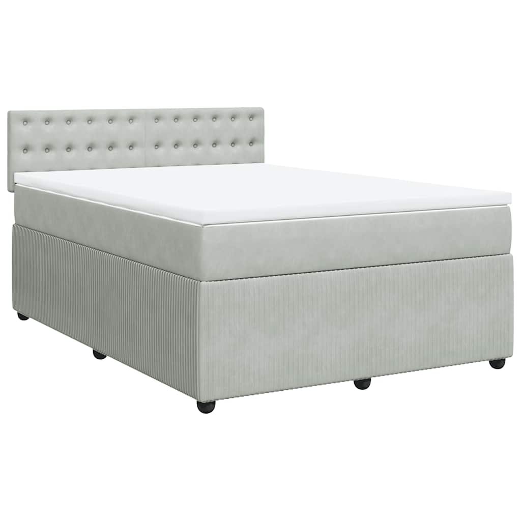 vidaXL Κρεβάτι Boxspring με Στρώμα Ανοιχτό Γκρι 160x200 εκ. Βελούδινο