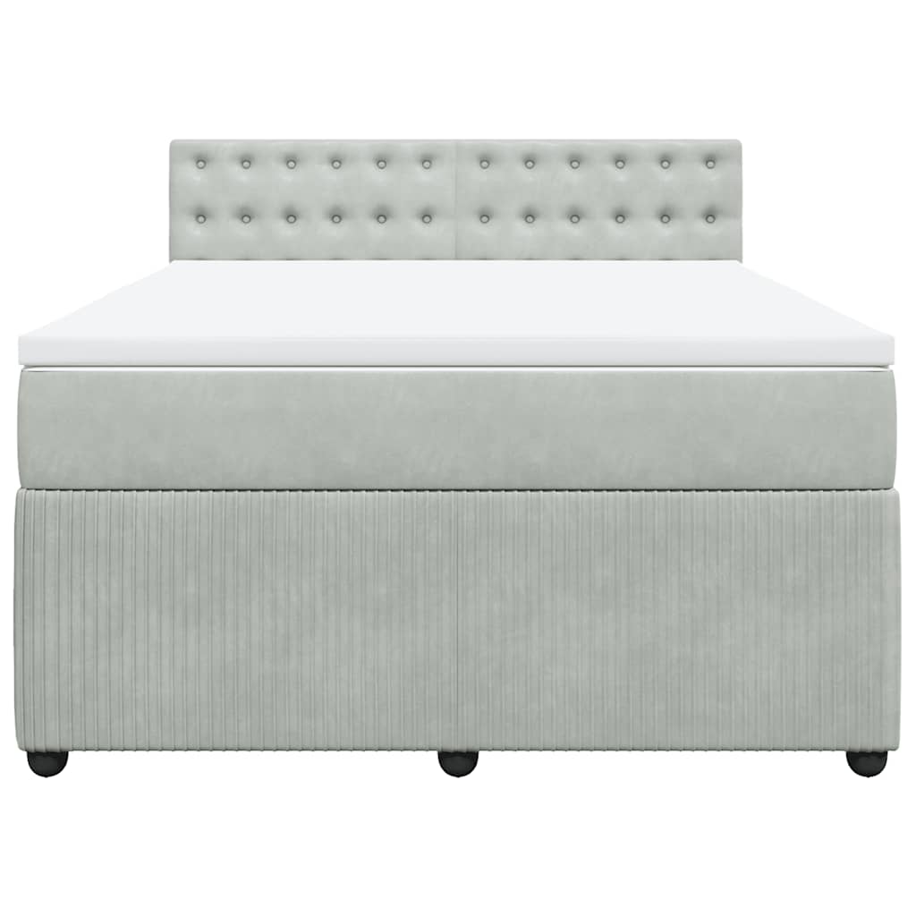 vidaXL Κρεβάτι Boxspring με Στρώμα Ανοιχτό Γκρι 160x200 εκ. Βελούδινο