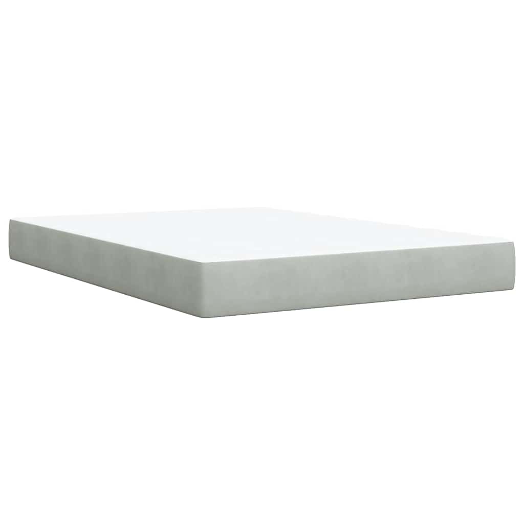 vidaXL Κρεβάτι Boxspring με Στρώμα Ανοιχτό Γκρι 160x200 εκ. Βελούδινο