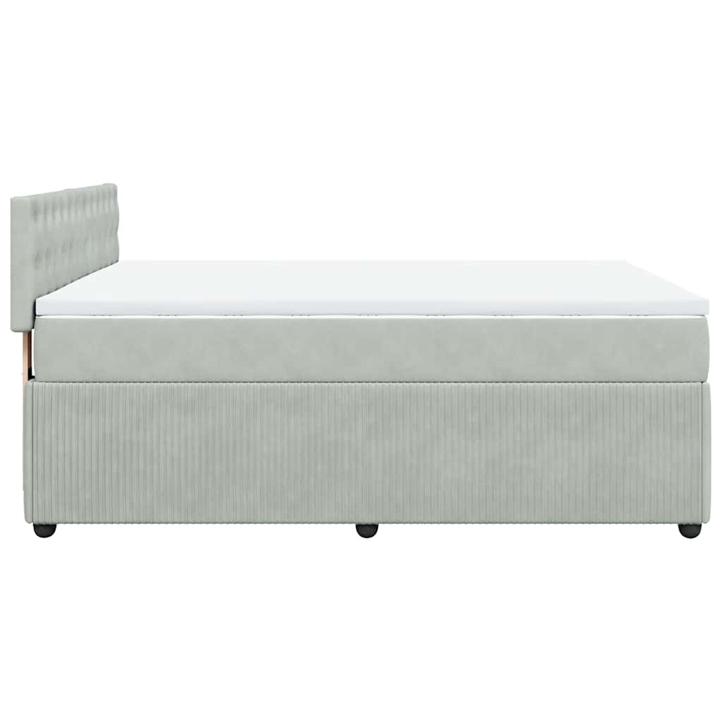 vidaXL Κρεβάτι Boxspring με Στρώμα Ανοιχτό Γκρι 160x200 εκ. Βελούδινο