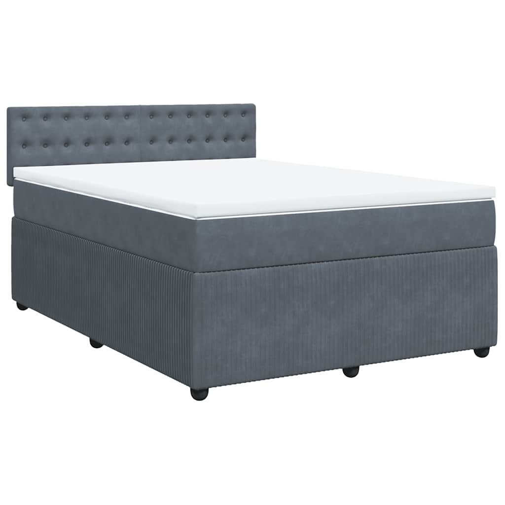 vidaXL Κρεβάτι Boxspring με Στρώμα Σκούρο Γκρι 160x200 εκ. Βελούδινο