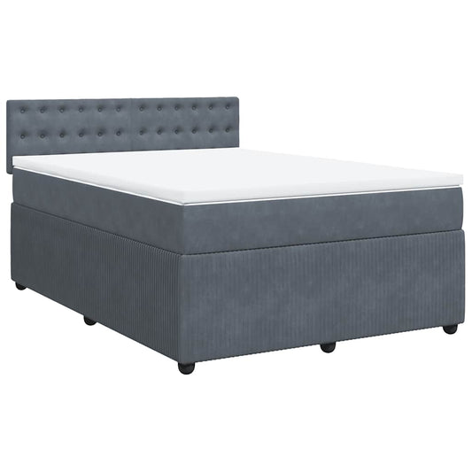 vidaXL Κρεβάτι Boxspring με Στρώμα Σκούρο Γκρι 160x200 εκ. Βελούδινο
