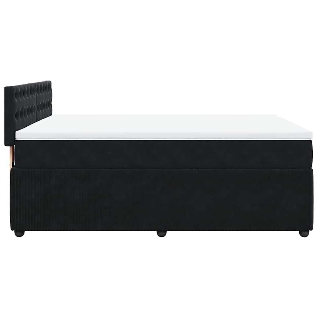 vidaXL Κρεβάτι Boxspring με Στρώμα Μαύρο 160x200 εκ. Βελούδινο