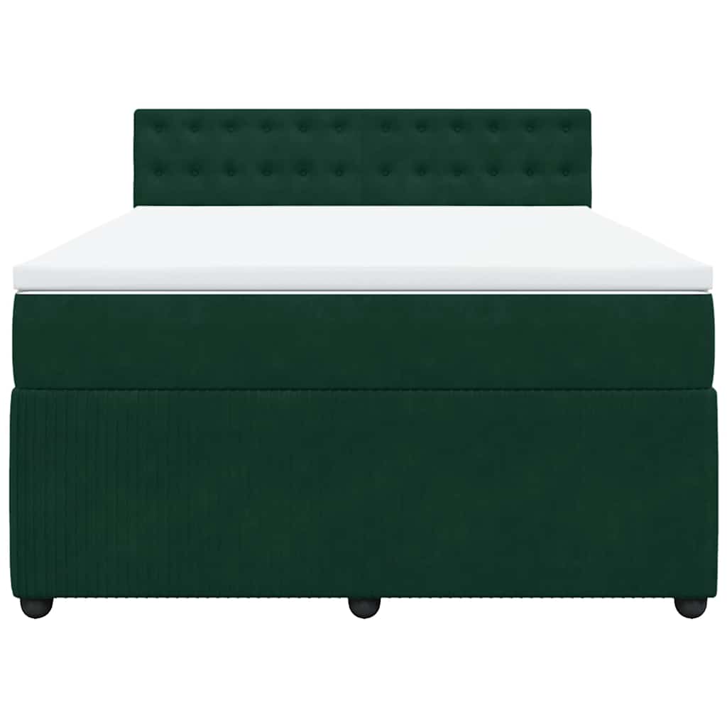 vidaXL Κρεβάτι Boxspring με Στρώμα Σκούρο Πράσινο 160x200εκ. Βελούδινο