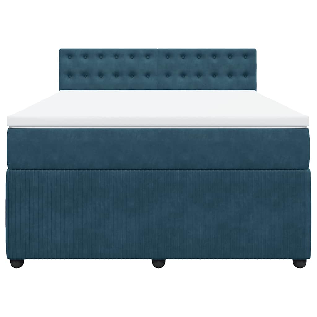 vidaXL Κρεβάτι Boxspring με Στρώμα Μπλε 160x200 εκ. Βελούδινο