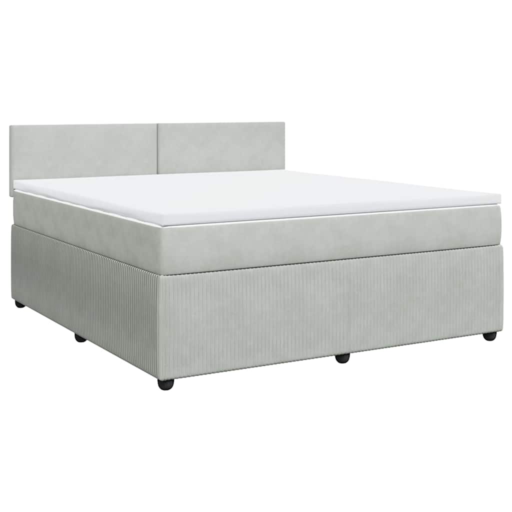 vidaXL Κρεβάτι Boxspring με Στρώμα Ανοιχτό Γκρι 180x200 εκ. Βελούδινο