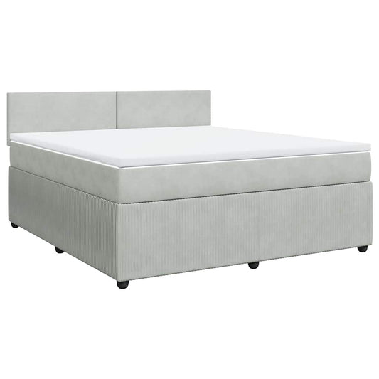 vidaXL Κρεβάτι Boxspring με Στρώμα Ανοιχτό Γκρι 180x200 εκ. Βελούδινο