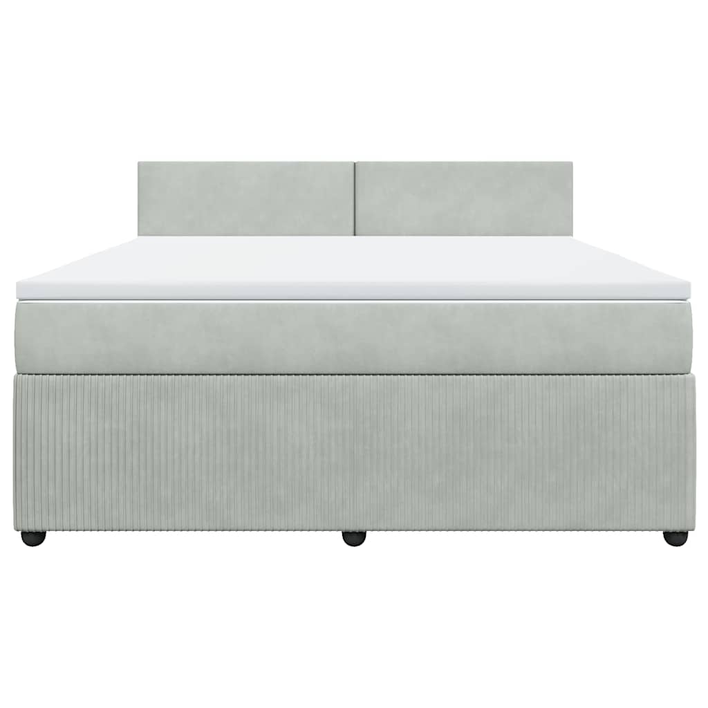 vidaXL Κρεβάτι Boxspring με Στρώμα Ανοιχτό Γκρι 180x200 εκ. Βελούδινο